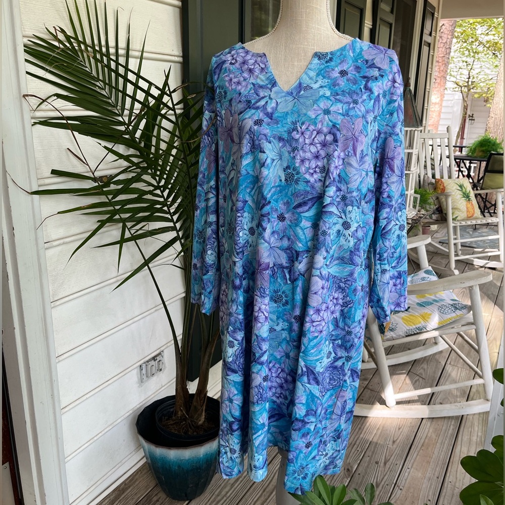 Light Bare UPF 50+ Athleisure Dress, Blue Floral, 2XL, EUC, Travel, Vacation